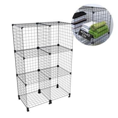 Imagem de Estante Balcão Expositor Aramado 6 Nichos Vertical com 40cm Preto - IG