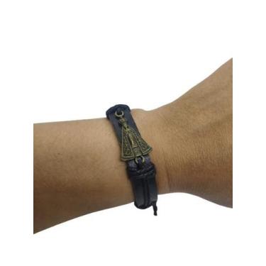 Imagem de Pulseira Nossa Senhora Couro - Preta - Terço E Cia