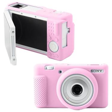 Imagem de Leayjeen Capa protetora de silicone compatível com câmera Sony Black Card ZV1-F, ZV1M2 ZV1F capa protetora de silicone macia, com capa de lente removível para fotografia (rosa)