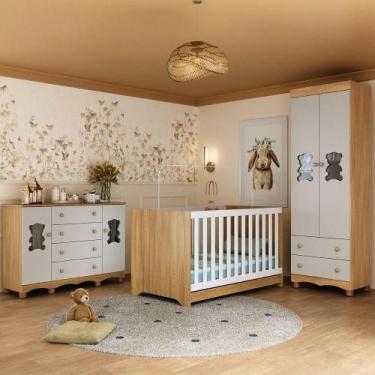 Imagem de Quarto De Bebê Completo Com Berço Americano 3 Em 1 Ternura Multimóveis