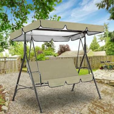 Imagem de Toldo impermeável em tecido Oxford para balanço duplo de jardim, conjunto de substituição durável, capa protetora para assento de balanço externo, ideal para relaxar no quintal.