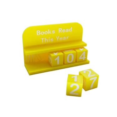Imagem de Book Counter for Reading Goal Display, 3D Printed Book Counter Sign With 5 Dice, Custom Books Bookshelf & Office Desk Ornament, Gift For Bookwormand, Library Lovers (Yellow)