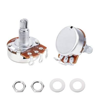 Imagem de Banworks Potenciômetros de alumínio A250K M8 de tamanho completo métricos com eixo longo dividido de 18 estrias (comprimento de 18 mm) com traseira selada para Epiphone Les Paul LP/SG Squier Strat