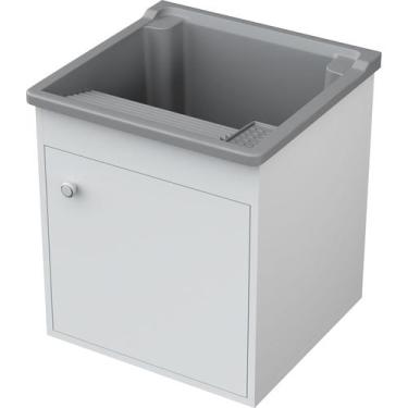 Imagem de Tanque de Lavar Roupa Pequeno 26 Litros com Gabinete MDF de Fixar Susp