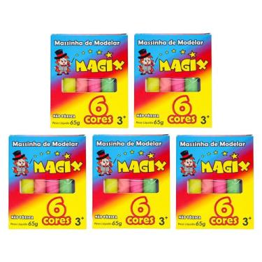 Imagem de Kit 5 Massinha De Modelar 6 Cores Magix 65g Multicolor - MAGIX KIDS