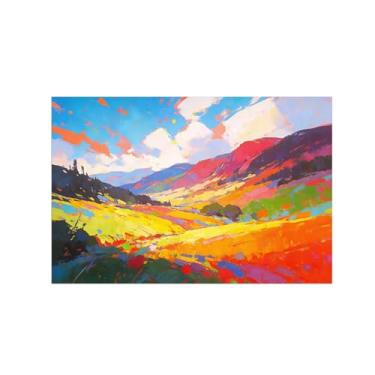 Imagem de BMZFYBS Impressão em tela de paisagem de arte de parede - pintura colorida de montanha - imagens para sala de estar quarto 40 x 60 cm 16 x 24 pol sem moldura