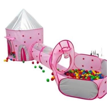 Imagem de Barraca Infantil Rosa Toca Túnel 3 X 1 Cesta Basquete