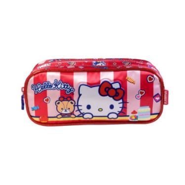 Imagem de Estojo Duplo Escolar Hello Kitty Meninas Infantil - Xeryus, Rosa