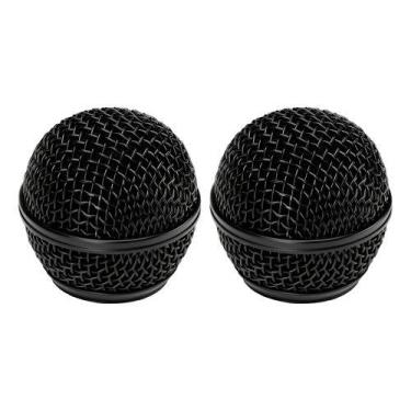 Imagem de 02 Globos Metal Para Microfones Shure Lyco Kadosh Behringer - Preto - 