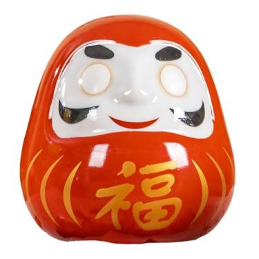 Imagem de Ｂｅｓｇａ Escultura de boneco Daruma japonês, ornamento multifuncional, estátua decorativa para restaurante, quarto, mesa, escritório e casa, Vermelho