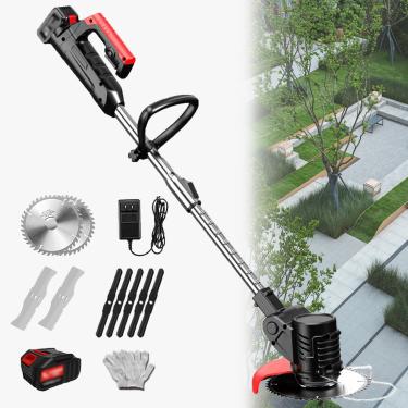 Imagem de Cortador de grama telescópico portátil elétrico pequeno doméstico 24v bateria recarregável ferramenta de corte de grama de jardim com lâmina, 24v/2.0ah