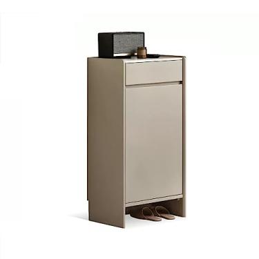 Imagem de 5sssallefaa Rack organizador de sapatos de madeira maciça estreito armário de sapatos porta casa luz luxo pedra laje varanda armário casa sapateira armário de armazenamento multicamadas armário de