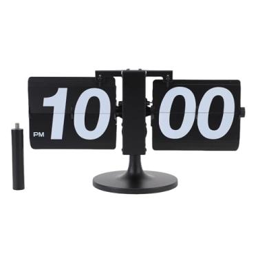 Imagem de Greensen Relógio de Mesa Flip, Relógio Mecânico a Bateria de 12 Horas Com Virada de Página Silenciosa Automática e Haste Extensível para Sala de Estar Escritório Estudo e Exterior (BLACK)