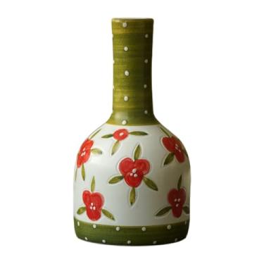 Imagem de KEG801302 Vasos para flores retrô pintado à mão vaso pequeno de cerâmica arranjo de flores para sala de estar decoração de varanda decoração de bancada vaso decorativo para casa