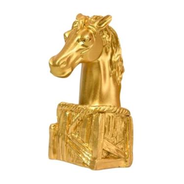 Imagem de Generic Enfeite de mesa com cabeça de cavalo, escultura nórdica de animal, decoração para o Ano Chinês, ideal para quarto, armário ou estante, Ouro