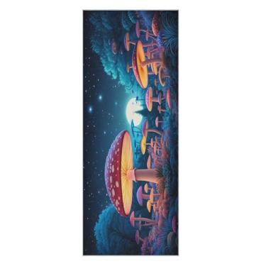 Imagem de Wassud Tapete de toalha de ioga noturno cogumelos com bolsa organizadora, tapete de ioga absorvente de suor, toalha antiderrapante para ioga quente, pilatos, fitness, 68,5 x 185,4 cm