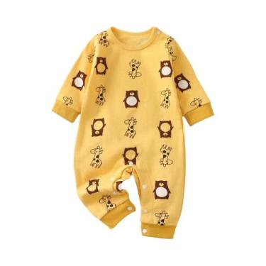 Imagem de Macacão De Algodão Para Bebê Recém-Nascido 0-18M Primavera Outono Mang
