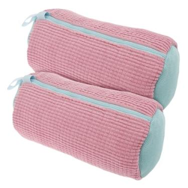 Imagem de 2 peças saco de lavagem de sapatos, rede de roupa de algodão, sacos de lavagem fofos, organizador antideformação, bolsa de sapato removível para uso doméstico (rosa)