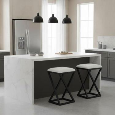 Imagem de Kit 2 Banqueta Baixa Cozinha 50 cm Balcão Bar Gourmet material sintéti