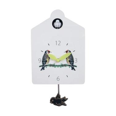 Imagem de Baoblaze Relógio de parede de quartzo criativo com pêndulo de sino oscilante automático e relógio cuco Chimimg, elegante para cozinha, sala de jantar, casa de