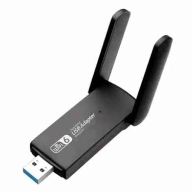 Imagem de Adaptador WiFi 6 USB Dual Band 5GHz 2.4GHz 1300Mbps com Antena Wireless para PC Notebook