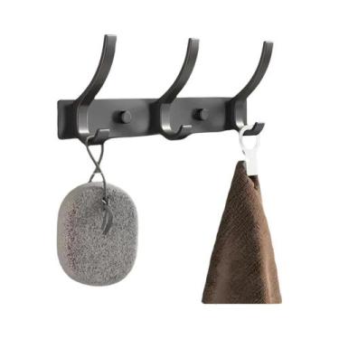 Imagem de Ganchos De Parede Pretos Reforçados Para Pendurar Roupas, Toalhas, Rou
