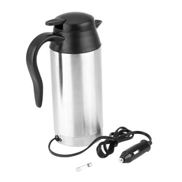 Imagem de Cosiki Caneca de Aço Inoxidável para Chaleira de Viagem Com Aquecimento Elétrico de Carro 12V para água Potável Segura, Capacidade de 750ml, Adequada para a Maioria Dos Porta-copos de Carro