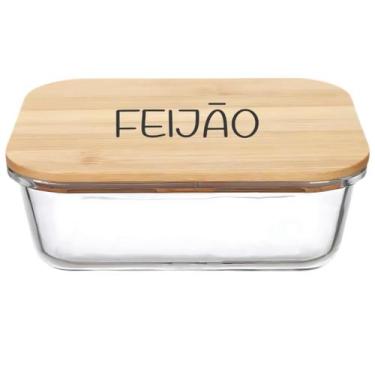 Imagem de Pote Hermético Vidro e Tampa de Bambu (1 Litro) Feijão - Lehavi, Feijã