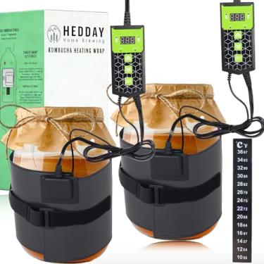 Imagem de Embalagem com 2 unidades de aquecimento Kombucha com termostato digital, temperatura ajustável de 7 a 45 °C, cinto aquecedor de fermentação à prova d'água para fermentação Kombucha, vinho, cerveja e