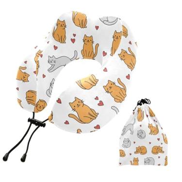 Imagem de Burbuja Almofada de pescoço de gato para viagem, almofada de viagem de espuma viscoelástica para suporte de cabeça de carro de avião dormindo, lavável na máquina e portátil