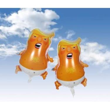 Imagem de Balões de bebê Trump NO KINGS (pacote com 2) | Tamanho mini 64 cm | Balão de material de filme AL não tóxico | Fácil de transportar | Balão inflável engraçado para festas e presentes para Dia do Rei