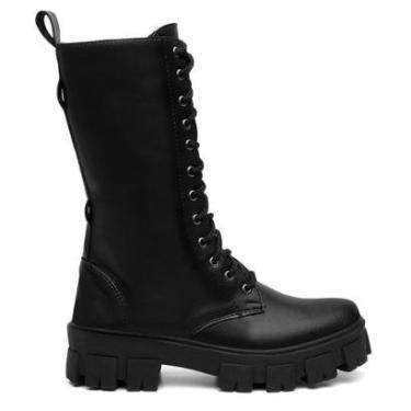 Imagem de bota cano alto coturno blogueira tratorado preto-Feminino