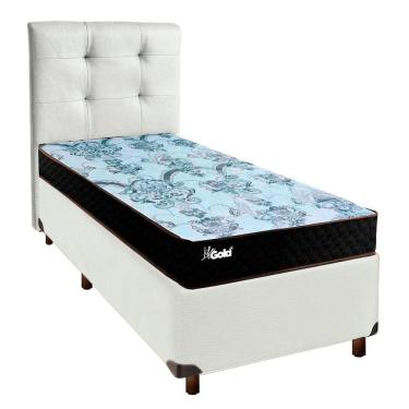 Imagem de Cama + Box Branco E Colchão Molas Ensacadas Solteiro - Life Gold Paropas + Cabeceira