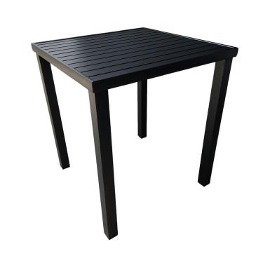 Imagem de Mesa Tampo Ripado Quadrada 0.75x0.75m Alumínio Preto