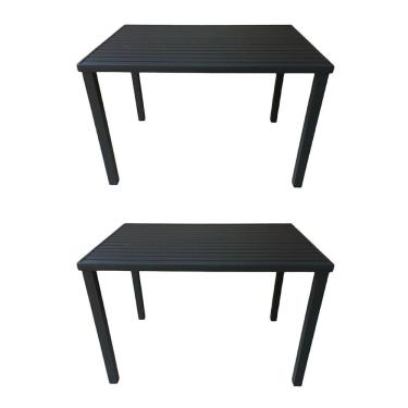 Imagem de Kit 2 Mesas Tampo Ripado Retangular 1.40x0.80m Alumínio Preto
