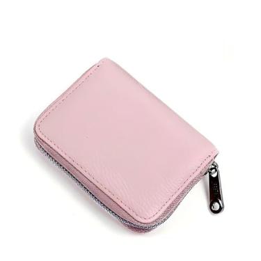 Imagem de Carteira de cartão de crédito feminina com bloqueio de RFID com zíper com 11 compartimentos para cartões, porta-cartões de presente, carteira com zíper para mulheres e homens (rosa)