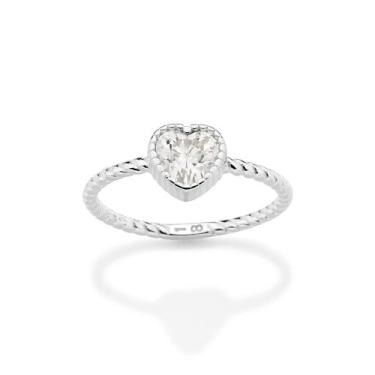 Imagem de Anel Coração Solitário Prata 925 e Zircônia Rommanel 810354, 24, Branc