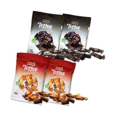 Imagem de Balas toffee caramelo de leite e chocolate hue - kit 4 unidades