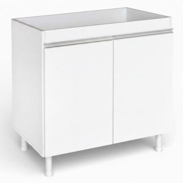 Imagem de Balcão Gabinete Cozinha Lux 79cm 100% MDF 02 Portas Sem Tampo Branco -
