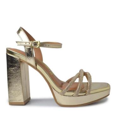 Imagem de Sandália Vizzano Salto Alto Feminina 6551.105 Metal, 36, Dourado