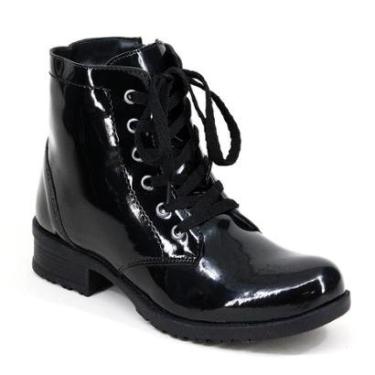 Imagem de Coturno Feminino Tratorado Verniz Clássico Conforto Casual-Feminino