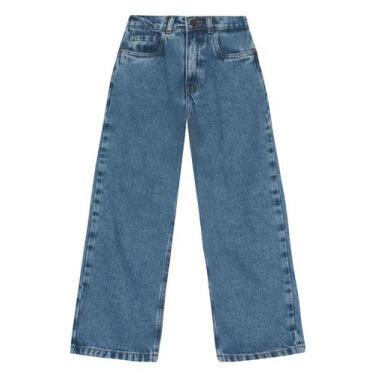 Imagem de Calça wide leg infantil menina em jeans Brandili, 4, Azul