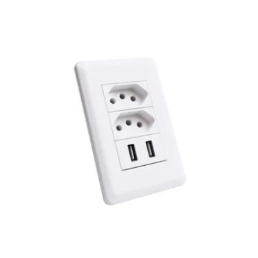 Imagem de Tomada Dupla Espelho De Parede Usb 3.0 5v 3a Bivolt