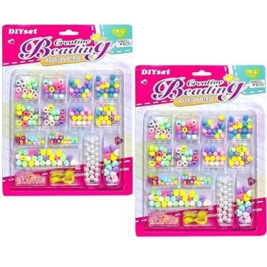 Imagem de Kit 2 Brinquedos Miçangas Letras c/ linha Fazer Biju 400pçs - Miki Toy