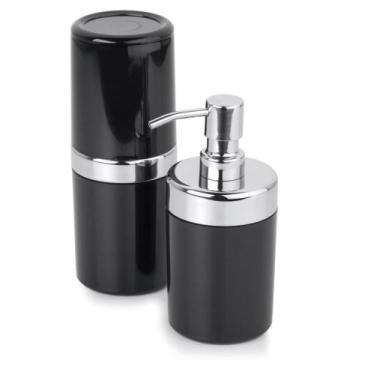 Imagem de Kit Banheiro Acessórios Pia Lavabo Acquaset Onix 2 Peças Dispenser Sab