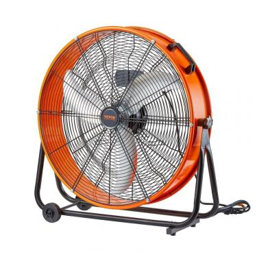Imagem de Ventilador Industrial de Tambor VEVOR 61 cm Laranja, Alta Velocidade 8700 CFM, 3 Velocidades, Inclinação 360°, Modelo HIFANXDRUM24, 110V