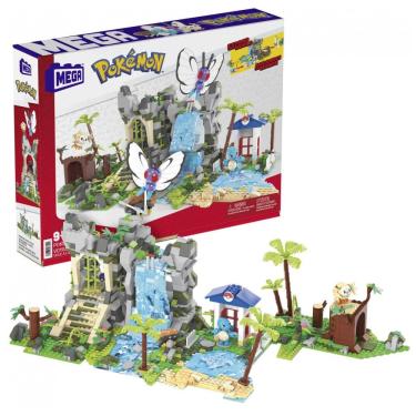 Imagem de Kit de blocos MEGA Pokémon Jungle Voyage Mattel 1362 peças cenário modular com Butterfree Squirtle Kabuto Rowlet