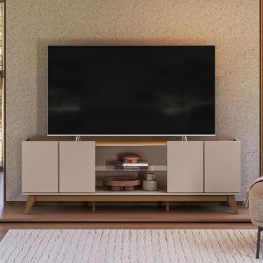 Imagem de Rack Para Tv Com 4 Portas E Nicho Central Para Sala Canela
