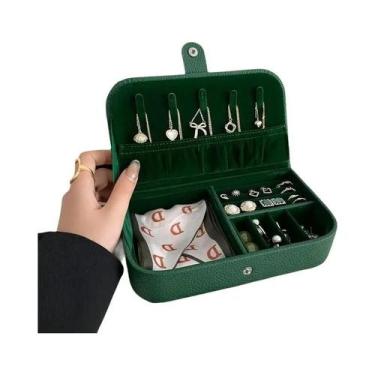 Imagem de Estojo Organizador Portátil De Couro Para Joias, Expositor De Viagem C