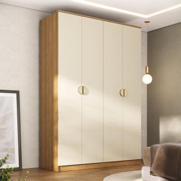 Imagem de Guarda Roupa Solteiro 100% Mdf Bp 4 Portas 2 Gavetas Asti Nogueira